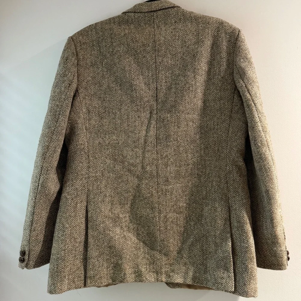 Charles Barker Harris Tweed Blazer Brown Tan Wool Sport Coat Made in England